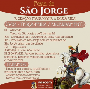 Procissão em louvor a São Jorge acontece nesta terça-feira dia 23 de abril participe! 